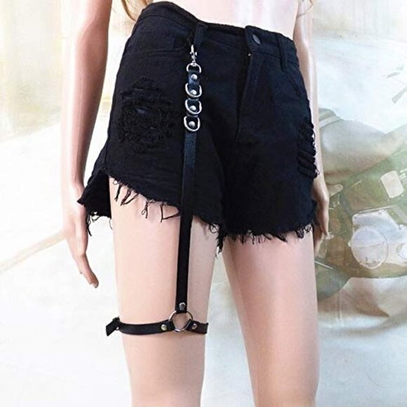 𝅺leather Strap Belt Loop Clip Leg Harness Garter Bondage Cosplay Rave BDSM NWT - Picture 3 of 6